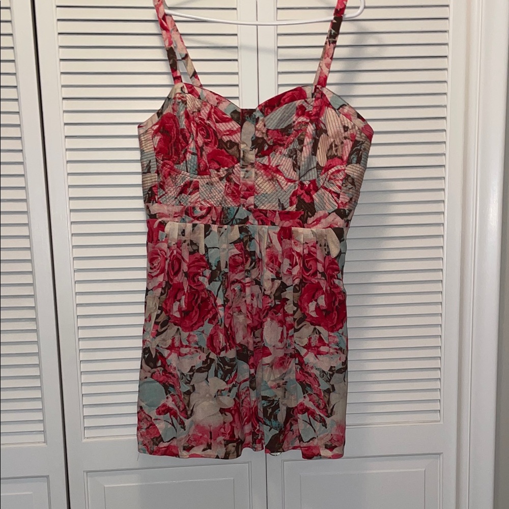 Jessica Simpson Red and Pink Floral Mini Dress, 1X